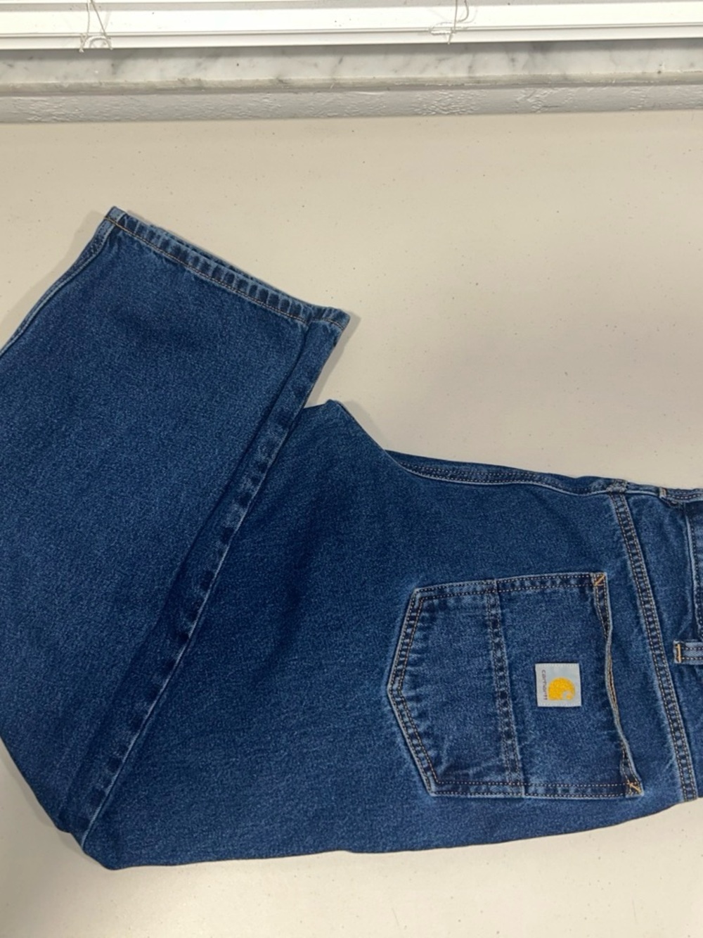 Carhartt Blue Denim Piece with Yellow Logo Patch